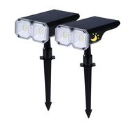 2Pcs Eclairage de jardin Lampes solaires Lampes solaires d'extérieur S'allume automatiquement la nuit Pas de détecteur de mouvement nécessaire 4 modes d'éclairage IP65 étanche (White Light)