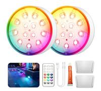 2pcs Eclairage LED Submersible pour Piscine, Lumières LED pour Piscines avec Télécommande, 16 Couleurs, Lampe Piscines, Étanche IP68, Lumiere pour Bassins, Fontaines et Aquariums