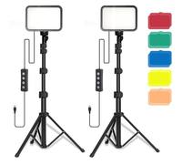 2pcs eclairage Vidéo LED USB Lampe Streaming avec Trépied Réglable avec Filtre de Couleur Dimmable 3000K-6500K Light Blac ECLAIRAGE