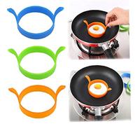 2PCS Egg en Silicone Anneau Petit déjeuner Omelette Egg Fired Moisissures de qualité Alimentaire Oeuf Pancake Outils de Cuisson Friture Egg Cuisine Gadgets Moisissures Couleur aléatoire