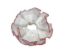 2pcs Elegant Cute Lace Scrunchies Women Girl Elastic Hair Rubber Band Accessories Tie Ring Rope Headdress Headwear Ornament(Red lace Pure white)