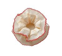 2pcs Elegant Cute Lace Scrunchies Women Girl Elastic Hair Rubber Band Accessories Tie Ring Rope Headdress Headwear Ornament(Red lace)