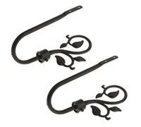 2pcs Embrasse à Rideau Forme en U de Feuille Crochet de Rideau Mural Décoration Maison, Noir