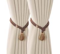 2PCS Embrasse pour Rideaux Attache-Rideau Réglable Cordon De 54 cm en Tissu Marron pour Salon Et Chambre À Coucher
