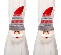 2pcs Embrasses à Rideaux Noël Boucle de Rideau Mignon Pince à Rideaux Père Noël Wapiti Bonhomme De Neige Clip Attache de Rideau pour Fête Maison Fenêtre Curtain Tiebacks Ornements Décoration de Noël