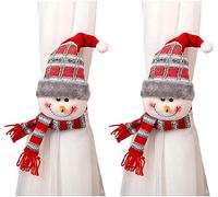 2pcs Embrasses à Rideaux Noël Boucle de Rideau Mignon Pince à Rideaux Père Noël Wapiti Bonhomme De Neige Clip Attache de Rideau pour Fête Maison Fenêtre Curtain Tiebacks Ornements Décoration de Noël