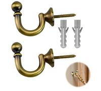 2Pcs Embrasses De Rideaux à Tête Ronde,Attache Rideau,Embrasse pour Rideaux de 35mm en Métal, Vintage Embrasses à Rideaux,Crochets Muraux,pour Rassembler Les Rideaux, Crocher ou Sacs (Bronze)