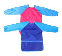 2pcs enfants peinture tablier décolleté rond étanche à la peinture pour tout-petits à manches longues avec des manches longues et 3 poches confortables tabliers pour enfants pour la d'art sc