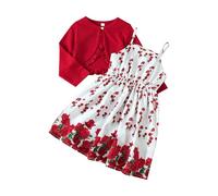 2pcs Ensemble pour bébé Fille, Ensemble Fille Veste Courte et Robe à Bretelles Tenue Printemps Automne Deux Pièces Mode Enfant Survêtement Casual Set