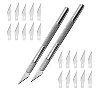 2Pcs Ensemble Scalpel, Precision Cutter Scalpel avec 20 lames, Couteau pour Loisirs Créatifs, Cutter de précisioncouteau artisanal pour l'artisanat Découpe de Travail d'art Bricolage Sculpture