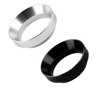 2pcs Entonnoir Anneau de Dosage 51mm à Expresso, Anneau Dosage pour Porte Filtre à Café, Entonnoir Magnétique Anti-Éclaboussures, Accessoire Machine à Café pour Porte Filtre 51mm, Noir & Argent