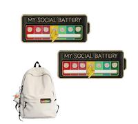 2pcs Épingle de Batterie Sociale,Social Battery Pin,Pins Social Battery Interactifs en Émail,Broches Amusantes pour L'Humeur Sociale Pendant 7 Jours,My social battery badge pour la Santé Mentale