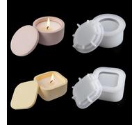 2pcs Epoxy Resin Candle Holder Candle Holder Silicone Mold With Lid Round And Square Silicone Molds For Diy Candles Concrete Plaster.[W465]