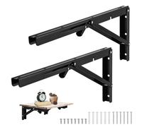 2PCS Équerres Pliantes pour Etagère 500 x170mm, Support Equerre Murale Pliable Charge Lourd en Acier Inoxydable - Noir