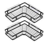 2PCS Étagère Douche, Étagères Salle de Bain, Étagère Douche Sans Perçage, Rangement Salle de Bain avec 4 Pads Adhésifs et 4 Crochets, Convient pour Salle de Bain, Cuisine et Balcon, Chambre à coucher