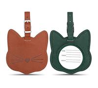 2PCS Etiquette Valise, WitBicg Étiquettes Bagages Etiquettes Valise Voyage, Type De Chat Étiquettes Valise Étiquette Valise Avion Cuir, Convient à l'Identification Des Voyages à l'Étranger
