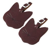 2PCS Etiquette Valise, WitBicg Étiquettes Bagages Etiquettes Valise Voyage, Type De Chat Étiquettes Valise Étiquette Valise Avion Cuir, Convient à l'Identification Des Voyages à l'Étranger (Brun)