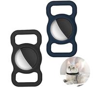 2Pcs éTui De Protection en Silicone, Housse De Protection pour Airtags, Housse De Protection Anti-Rayures Et Anti-Perte, Coque en Silicone pour Localisateur De Suivi GPS(Noir+Bleu Nuit)