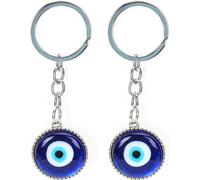 2pcs Evil Eye Keychain Dauerlebelegierte Glasur Amulett für viel Glücksschutz