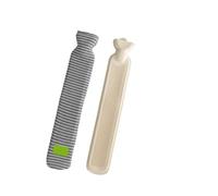 2PCS Extra long hot water bottle, extra large water-filled shoulder and neck warmer, bed, quilt artifact in winter Pour Ventre Cou(Grey Stripe)