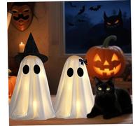 2pcs fantômes Light Mignon Lights Halloween effrayants avec Un Chapeau et des décorations d'halloween Bow.Lumières