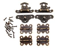 2pcs Fermoir Moraillon Loquets Bronze rétro design décoratifs cabinet boîte à bijoux cales verrou avec 4pcs charnière en forme de papillon et 28 vis
