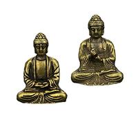 2Pcs Figurine de Bouddha Assis Mini Statue de Bouddha 2.2x3cm/ 2,4x3cm Statue Déco