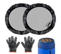 2Pcs Filet de Protection de Citerne d'Eau de Pluie, 60cm Couverture en Filet d'Outil de Récupération d'Eau de Pluie, Housse de Citerne d'Eau de Pluie avec Cordon de Serrage Gants pour Jardin Extérieur