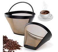 2PCS Filtre Café Permanent Filtre, 100 Mailles Filtre à Café Réutilisable pour Machine à Café Cuisine Bureau Café Boulangerie va au lave-Vaisselle Rechange pour Taille 4