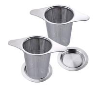 2PCS Filtre Th Trou Fin Acier Inoxydable Infuseur Th Passoire Th avec Deux Languettes Et Couvercle pour Mug Tasse INFUSEUR