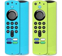 2Pcs Firestick Étui De Couverture À Distance Compatible Avec Alexa Télécommande Vocale Fire Tv Stick 4K (3E Génération), Antidérapant Manchon En Silicone Avec Dragonne (Vert & Turquoise)
