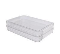 2Pcs Flat Plastic File Storage Bins with Latching Lids Document Organizer Transparent Stackable Portable Project Box for A4 Size Paper Office Supplies Home Organization Safe PET Ma