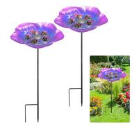 2pcs Fleur d'Arrosage pour Abeilles, Station d'Abreuvement pour Abeilles Vives avec 60 Billes de Verre Beau Design Floral Tasses à Boire pour Abeilles pour Jardin Décorations Extérieures de Cour