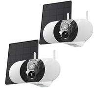 2pcs Floodlight Cam 2K Camera Surveillance Solaire, Détection Humaine PIR WiFi Exterieure sans Fil,Vision Nocturne,Audio Bidirectionnel Blanc G