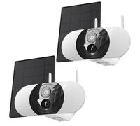 2PCS Floodlight Cam, 2K Camera Surveillance Solaire,Projecteur LED, Détection Humaine PIR WiFi Exterieure sans Fil, Vision Nocturne
