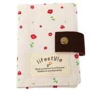 2pcs Floral Canvas Ladies Card Package Creative Cloth Credit Holder Business Women's Cardholders Bag(Beige)