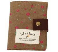 2pcs Floral Canvas Ladies Card Package Creative Cloth Credit Holder Business Women's Cardholders Bag(Coffee)