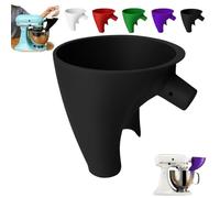 2Pcs-Flour Funnel For Kitchen-Aid Mixer-5 Qt, Plastic Powder Funnel With Easy-Pour, Prevents Spills And Messes, Fits Tilt-Head 4.5-5 Qt (Ksm150) Kitchen-Aid Mixer Accessories (2Pcs-Black)