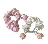 2PCS Flower Hair Scrunchies Ponytail Holders Fashion Girl Hair Accessories Hair Ties for Women,Satin HairBand for Thick,Curly Hair,