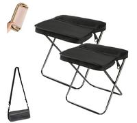 2PCS Foldable Backpack Stool,Portable Ultra Lightweight Mountaineering and Hiking Stool,Compact Outdoor Folding Chair, Sturdy Crossbody Bag Stool for Camping,Outdoors,Hold Up to 260lb (Black,Small)
