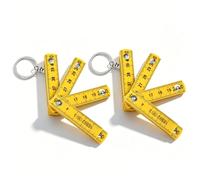 2PCS Folding Ruler Keychains, Portable 0.5m Foldable Ruler Portable Measure Tool Meter Stick with Key Ring for Carpentry Laying (Yellow)