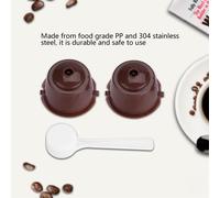 2Pcs Food Grade Pp 304 Stainless Steel Reusable Refillable Coffee Capsule Filter (Brown)