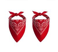 2pcs foulards carrés rouges, motif cachemire classique, style vintage, polyvalents, unisexes, 55 x 55 cm
