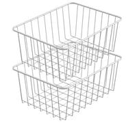 2PCS Freenez Organizer Bins, 11x8.5x4.7 Organisateur de congélateur en fil en acier inoxydable, paniers rectangulaires empilables pour le montant, maison, bureau..