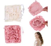 2pcs Gant De Toilette En Luffa Pour Savon Solide,2-En-1 Éponge Gommage Avec Cordon Puff Douche Maille Pour Nettoyage Corporel & Peau Douce (Rose,Beige)