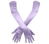 2pcs Gants Longs en Satin à Coudes, 53cm Extensibles Gants Longs Gants d'Opéra Soirée Dansante Gant pour Femmes (Violet)