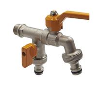 2pcs Garden Hose Faucet Adapter 1/2'' IBC Water Tank Connector 2-Way Irrigation Brass Tap Joint Replacement Fitting Ball Valve Pour Jardin