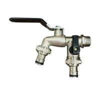 2pcs Garden Tools Brass Water Faucet 1/2" Outside & Inside Easy Turn On/Off Lever Handle Watering Supply Taps Ball Valve Pour Jardin(Black)