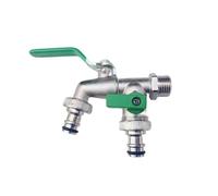 2pcs Garden Tools Brass Water Faucet 1/2" Outside & Inside Easy Turn On/Off Lever Handle Watering Supply Taps Ball Valve Pour Jardin(Green)