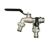 2pcs Garden Tools Brass Water Faucet 1/2" Outside & Inside Easy Turn On/Off Lever Handle Watering Supply Taps Ball Valve Pour Jardin(Black)